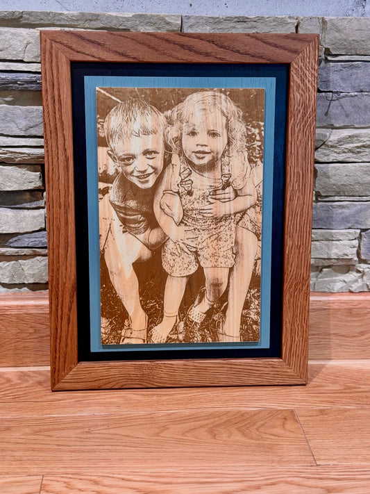 Custom engraved photos w/frame & Matte      (made to order)