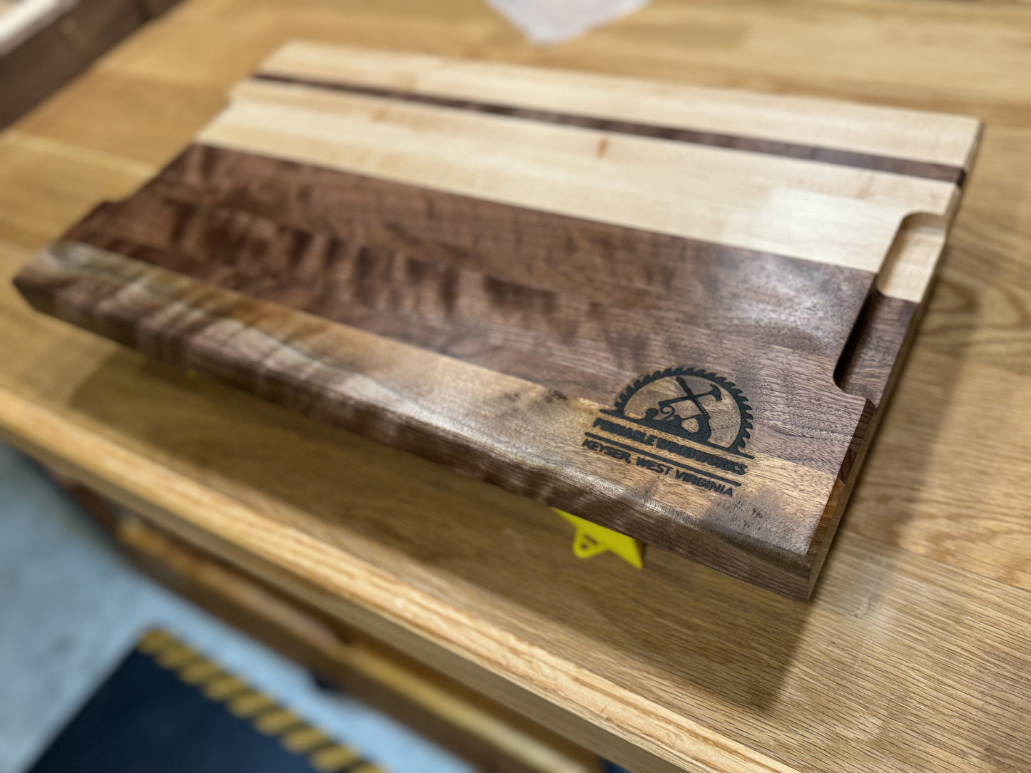 Figured Walnut & Maple cutting board — item# 3157 (Lake Anna)