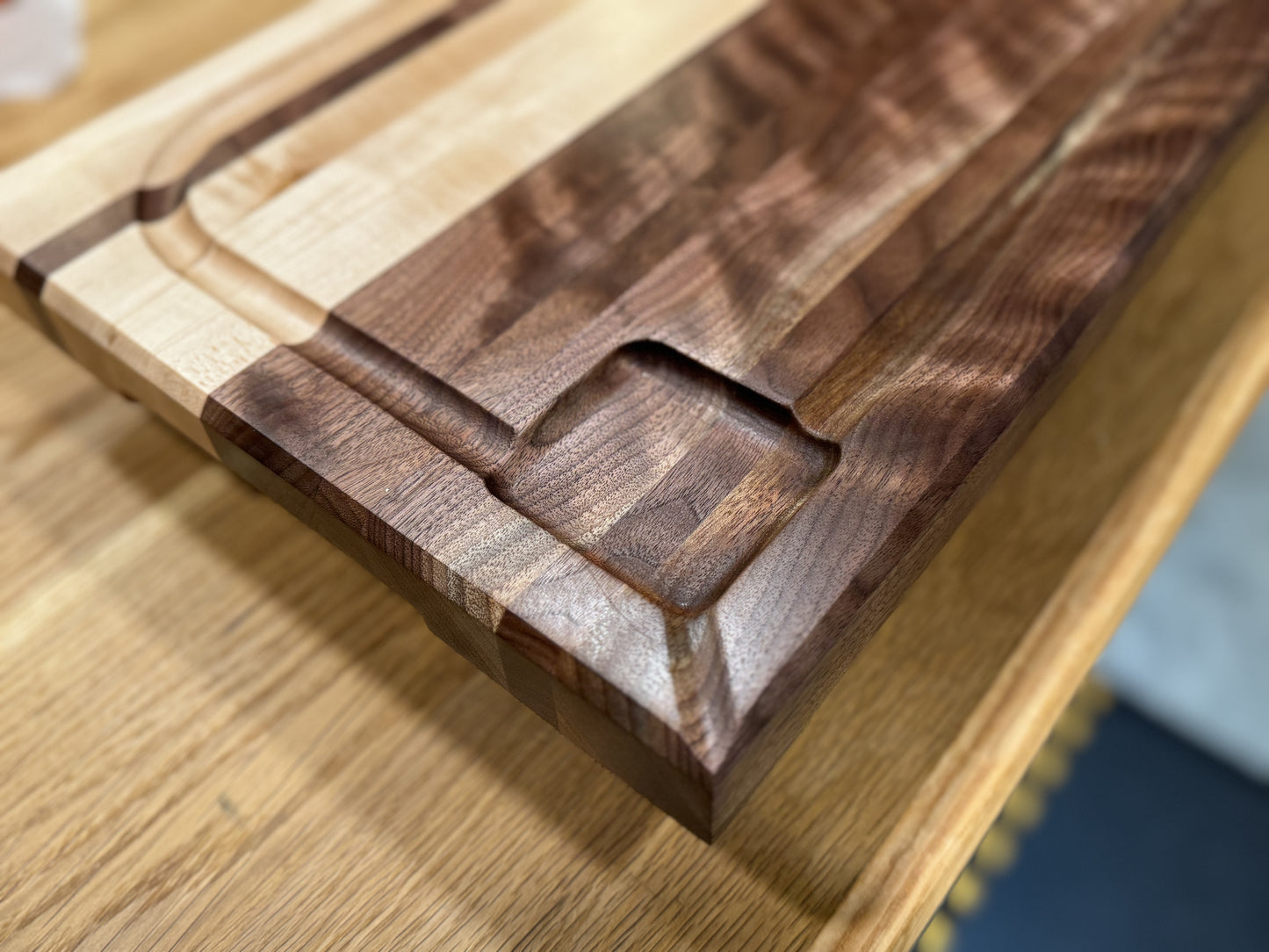 Figured Walnut & Maple cutting board — item# 3157 (Lake Anna)