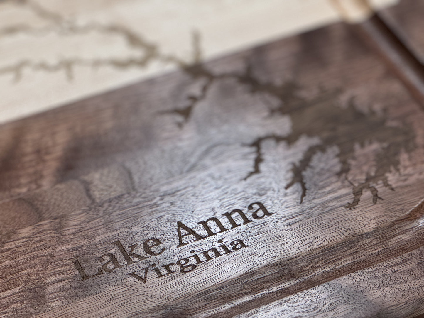 Figured Walnut & Maple cutting board — item# 3157 (Lake Anna)